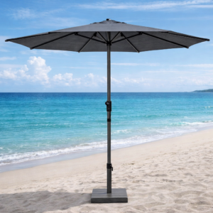 SOLIS PARASOL DELUXE ROND 10' + ÉVENT D'AIR (ASPECT BOIS/CHARBON)